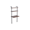 Industrial 3 Tier Mango Wood Ladder Storage Wall Shelf With Tubular Frame, Brown And Black Walnut Black Metal & Wood