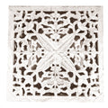 Wooden End Table With Floral Cut Out Design, Set Of 2, Antique White White Solid Wood