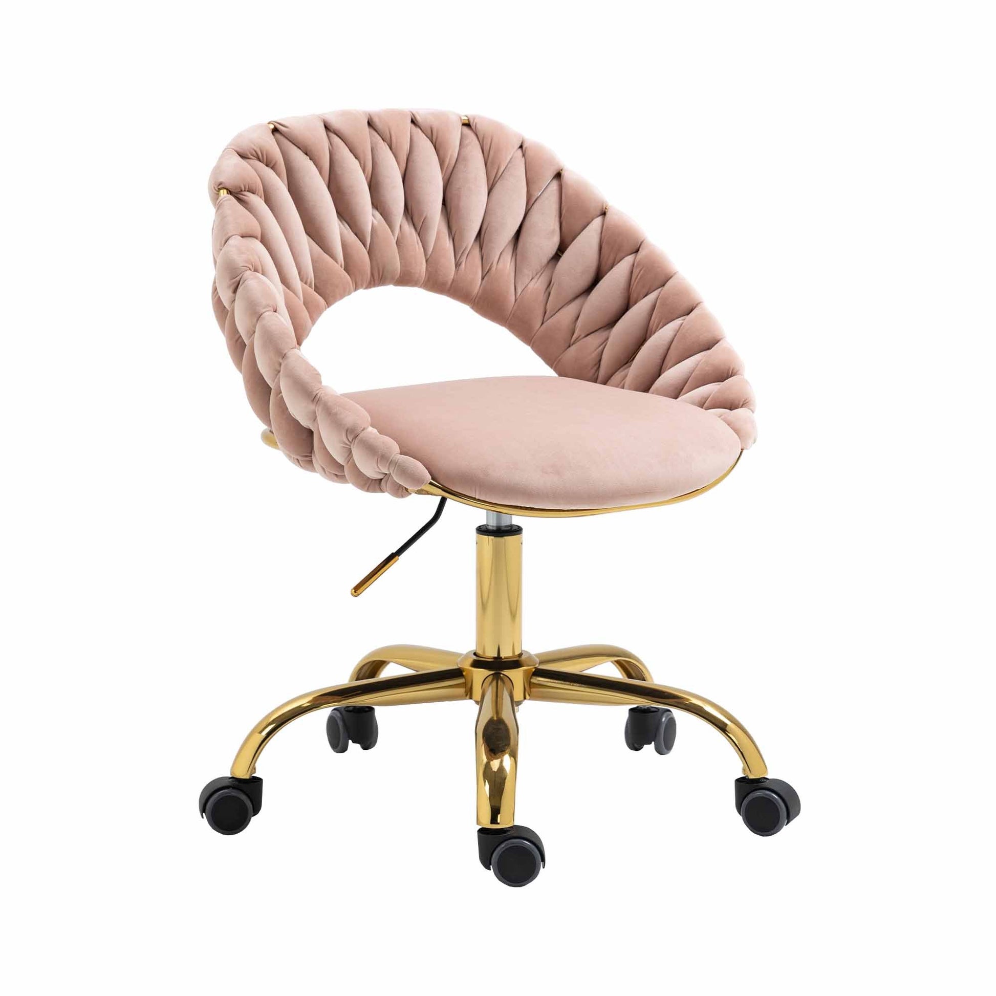 Coolmore Computer Chair Office Chair Adjustable Swivel Chair Fabric Seat Home Study Chair Pink Polyester