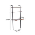 Industrial 3 Tier Mango Wood Ladder Storage Wall Shelf With Tubular Frame, Brown And Black Walnut Black Metal & Wood