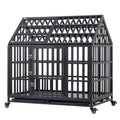 Heavy Duty Dog Cage Pet Crate With Roof Black Carbon Steel