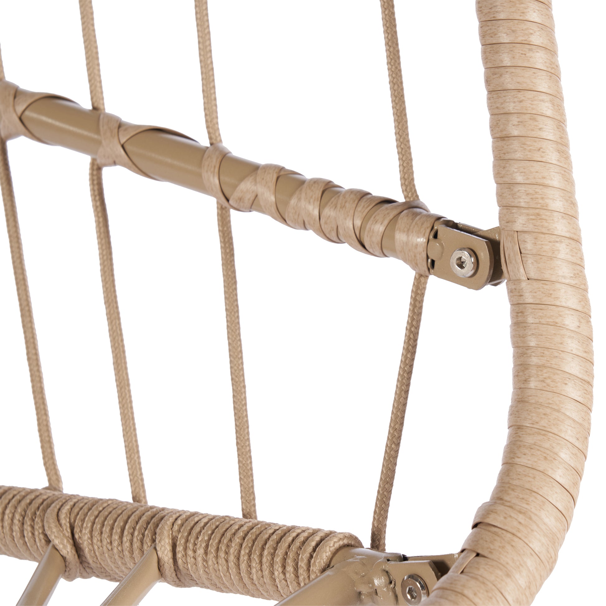 Outdoor Garden Rattan Egg Swing Chair Hanging Chair Wood Khaki Yes Sectional Khaki Uv Resistant Frame Water Resistant Cushion Garden & Outdoor American Design Complete Patio Sets Polypropylene