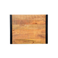 C Shape Mango Wood Sofa Side End Table With Metal Cantilever Base, Brown And Black Walnut Black Metal & Wood