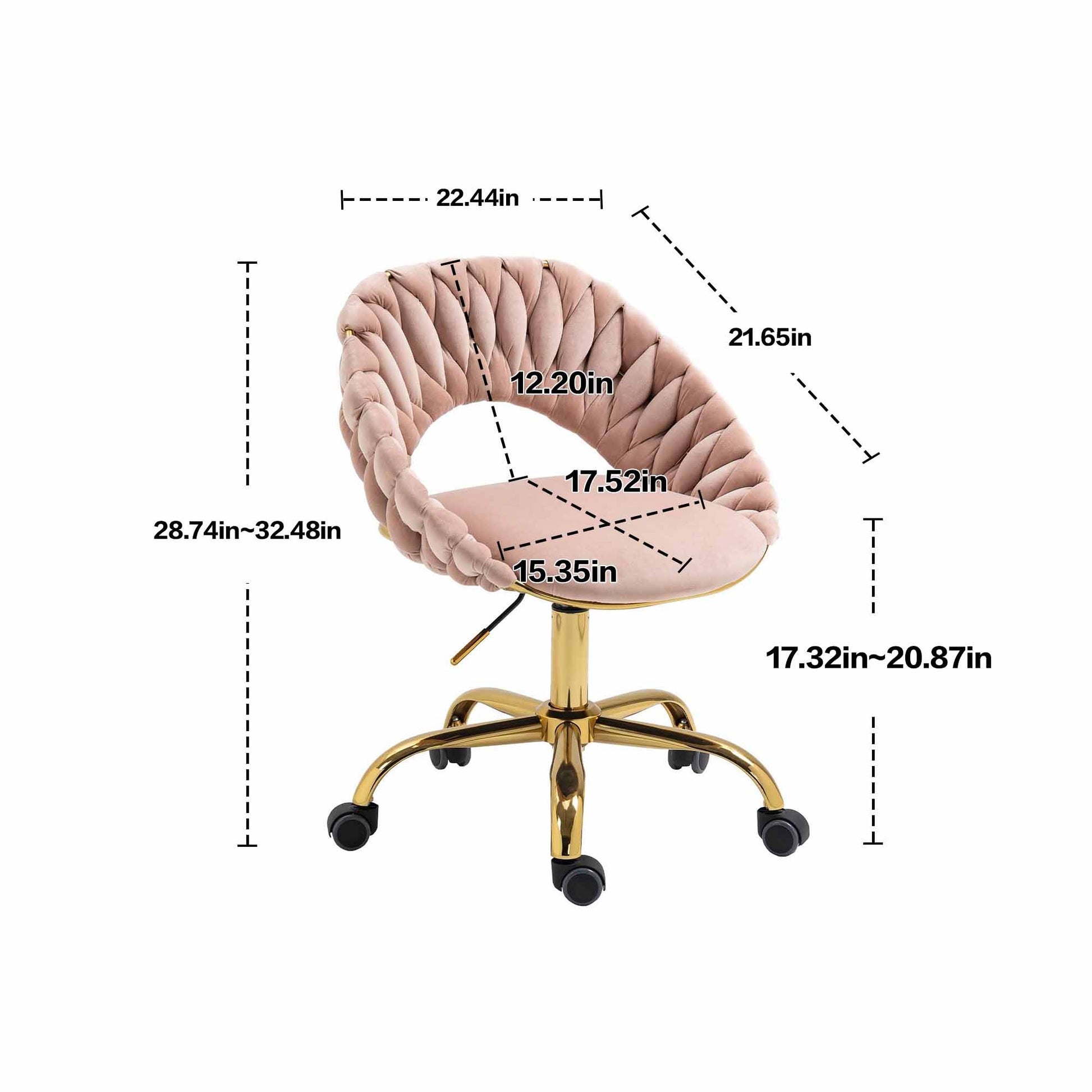 Coolmore Computer Chair Office Chair Adjustable Swivel Chair Fabric Seat Home Study Chair Pink Polyester