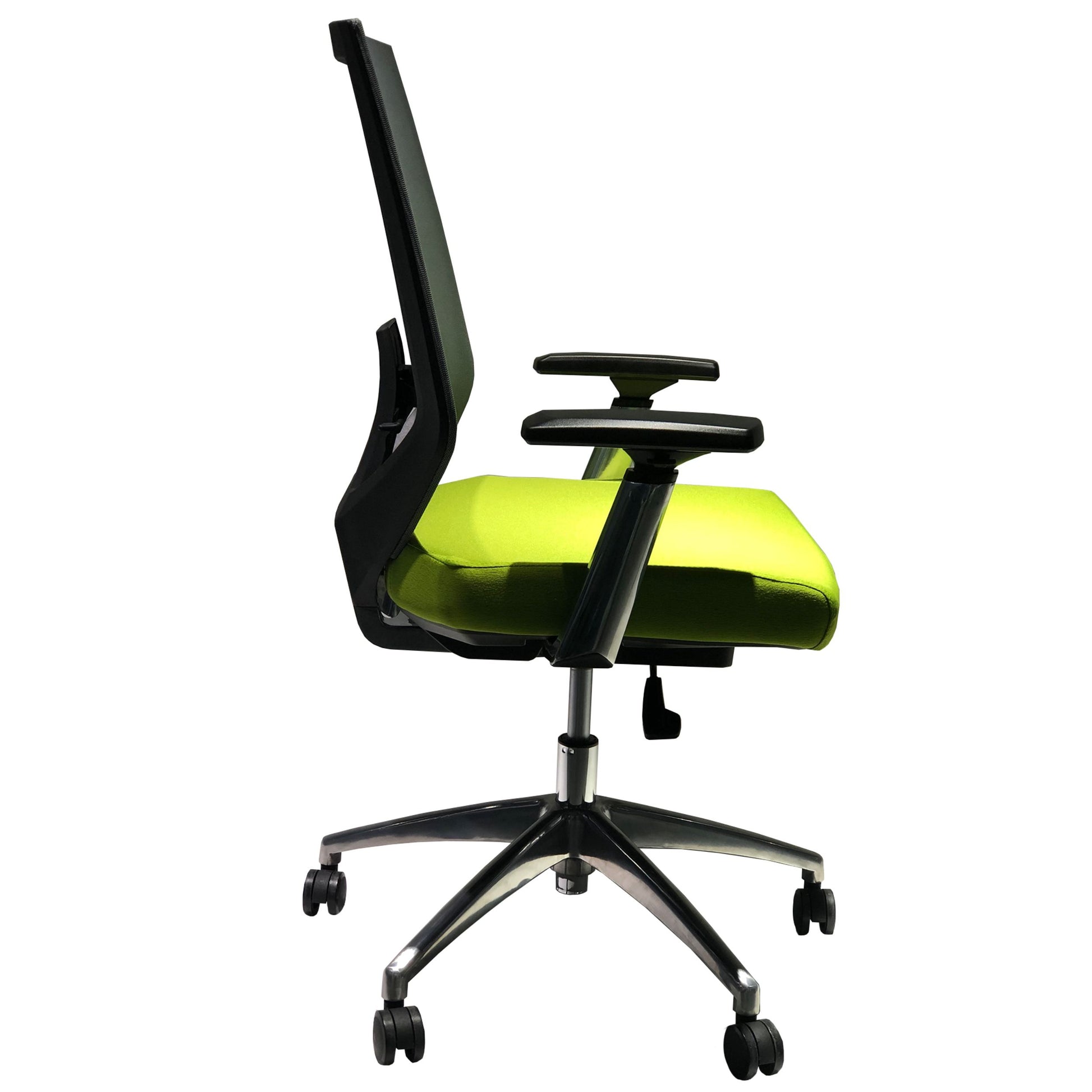 Adjustable Mesh Back Ergonomic Office Swivel Chair With Padded Seat And Casters, Green And Gray Green Metal & Wood