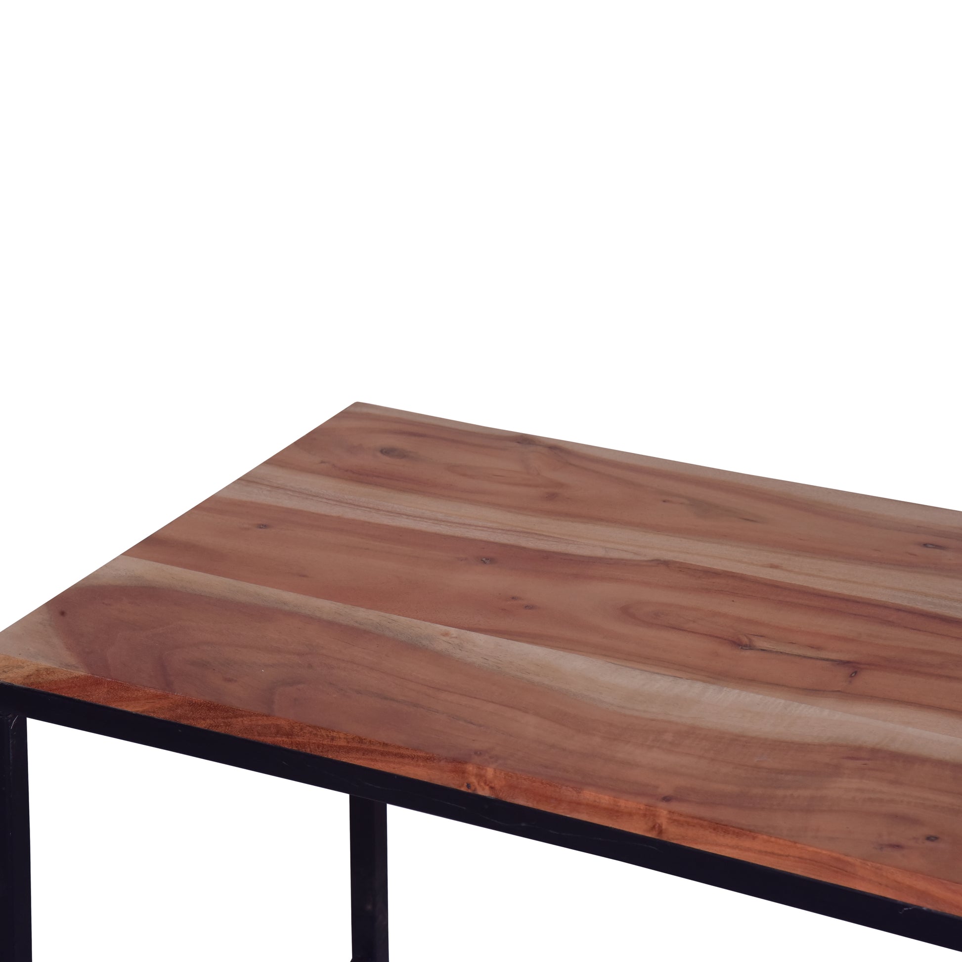 48, 27 Inch 2 Piece Rectangular Wood Nesting Coffee And End Table Set, Sled Metal Base, Brown, Black Walnut Black Metal & Wood