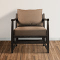 Malibu 27 Inch Handcrafted Mango Wood Accent Chair, Fabric, Pillow Back, Open Frame, Brown Brown Solid Wood