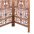 Handcrafted 3 Panel Mango Wood Screen With Cutout Filigree Carvings, Brown Brown Solid Wood Mdf