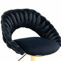 Coolmore Computer Chair Office Chair Adjustable Swivel Chair Fabric Seat Home Study Chair Black Polyester