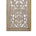 Rectangular Mango Wood Wall Panel Hand Crafted With Intricate Carving, White And Brown Brown White Metal & Wood