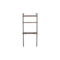 Industrial 3 Tier Mango Wood Ladder Storage Wall Shelf With Tubular Frame, Brown And Black Walnut Black Metal & Wood