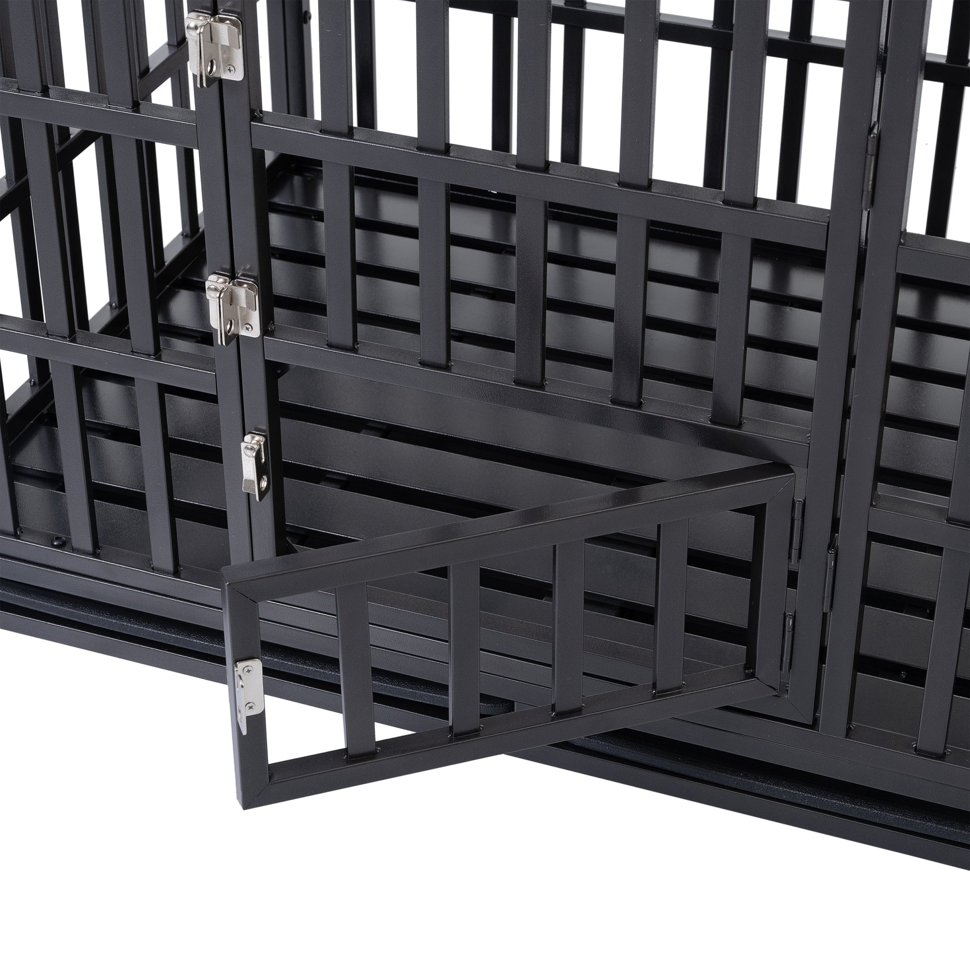 Heavy Duty Dog Cage Pet Crate With Roof Black Carbon Steel