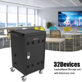 Mobile Charging Cart And Cabinet For Tablets Laptops 30 Device With Combination Lock Black Matt Black Steel