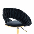 Coolmore Computer Chair Office Chair Adjustable Swivel Chair Fabric Seat Home Study Chair Black Polyester