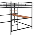 Full Metal Loft Bed With Desk And Shelve, Black Black Metal