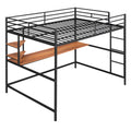 Full Metal Loft Bed With Desk And Shelve, Black Black Metal