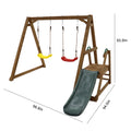 Wood Swing Set For Backyard, 2 In 1 Outdoor Swing Set With Slide, Climbing Rope Ladder Kids Backyard Playset Natural Solid Wood