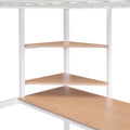 Full Metal Loft Bed With Desk And Shelve, White White Metal