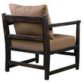 Malibu 27 Inch Handcrafted Mango Wood Accent Chair, Fabric, Pillow Back, Open Frame, Brown Brown Solid Wood