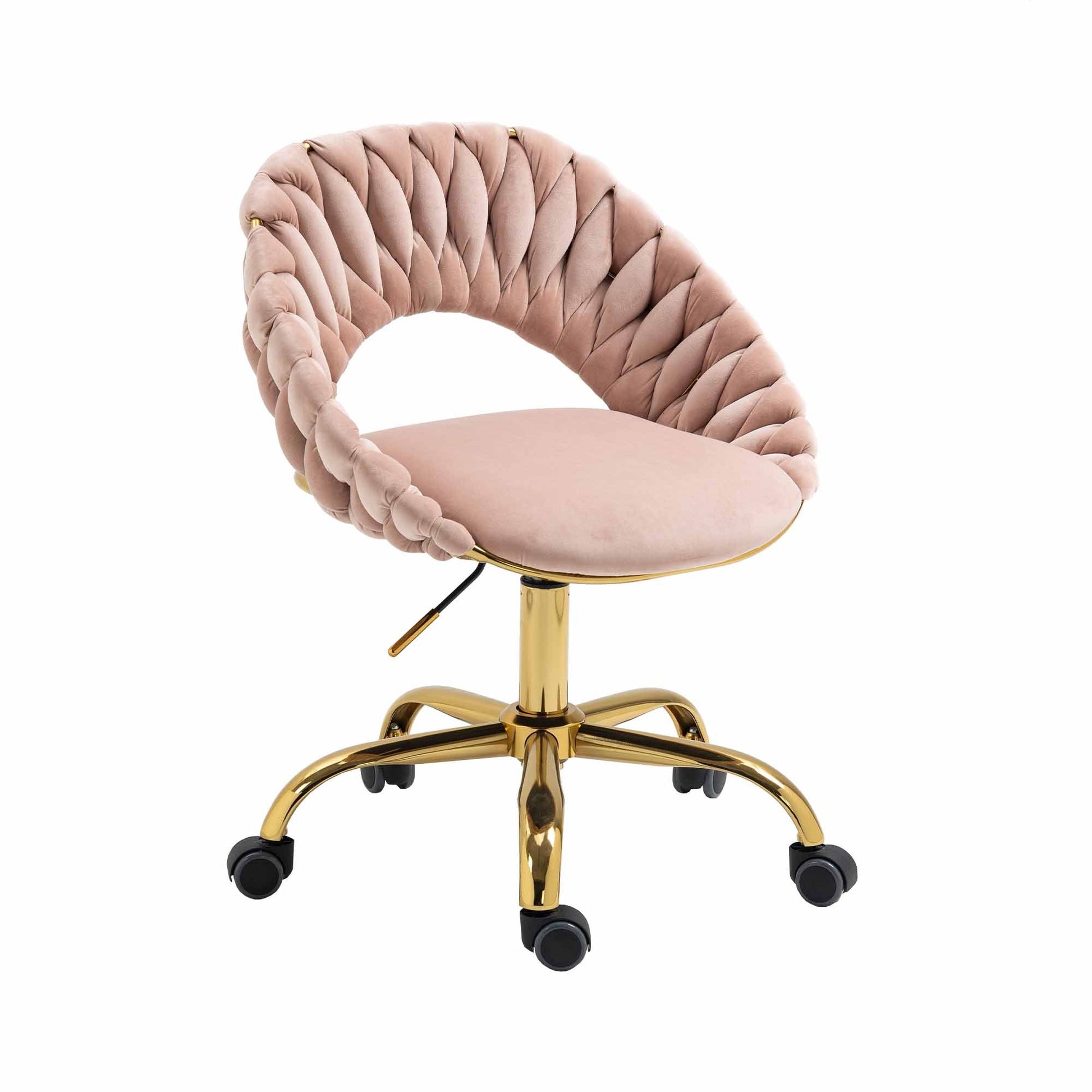 Coolmore Computer Chair Office Chair Adjustable Swivel Chair Fabric Seat Home Study Chair Pink Polyester