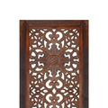 2 Piece Mango Wood Wall Panel Set With Mendallion Carving, Burnt Brown Brown Metal & Wood