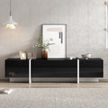 White & Black Contemporary Rectangle Design Tv Stand, Unique Style Tv Console Table For Tvs Up To 80'', Modern Tv Cabinet With High Gloss Uv Surface For Living Room. Black Particle Board