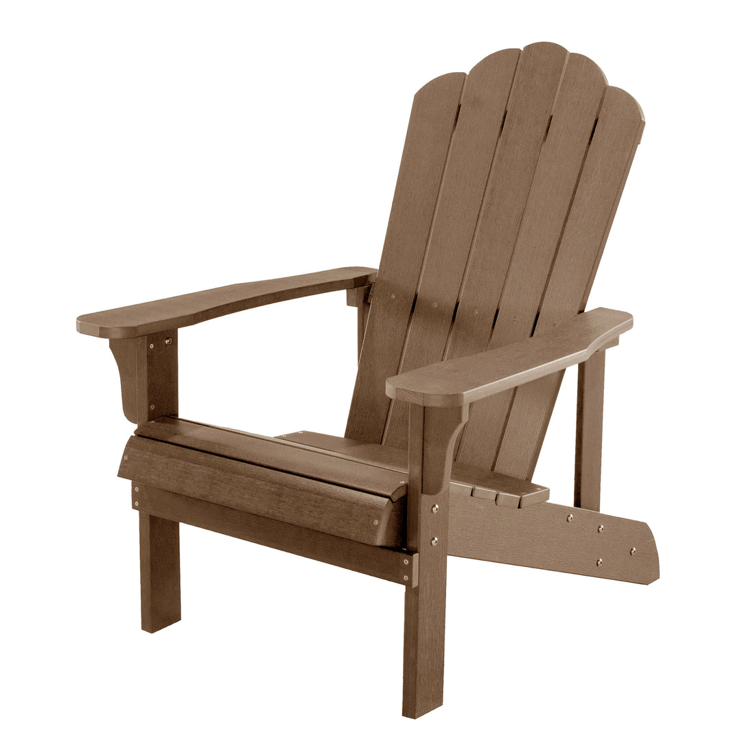 Key West Outdoor Plastic Wood Adirondack Chair, Patio Chair For Deck, Backyards, Lawns, Poolside, And Beaches, Weather Resistant, Brown Brown Polyethylene