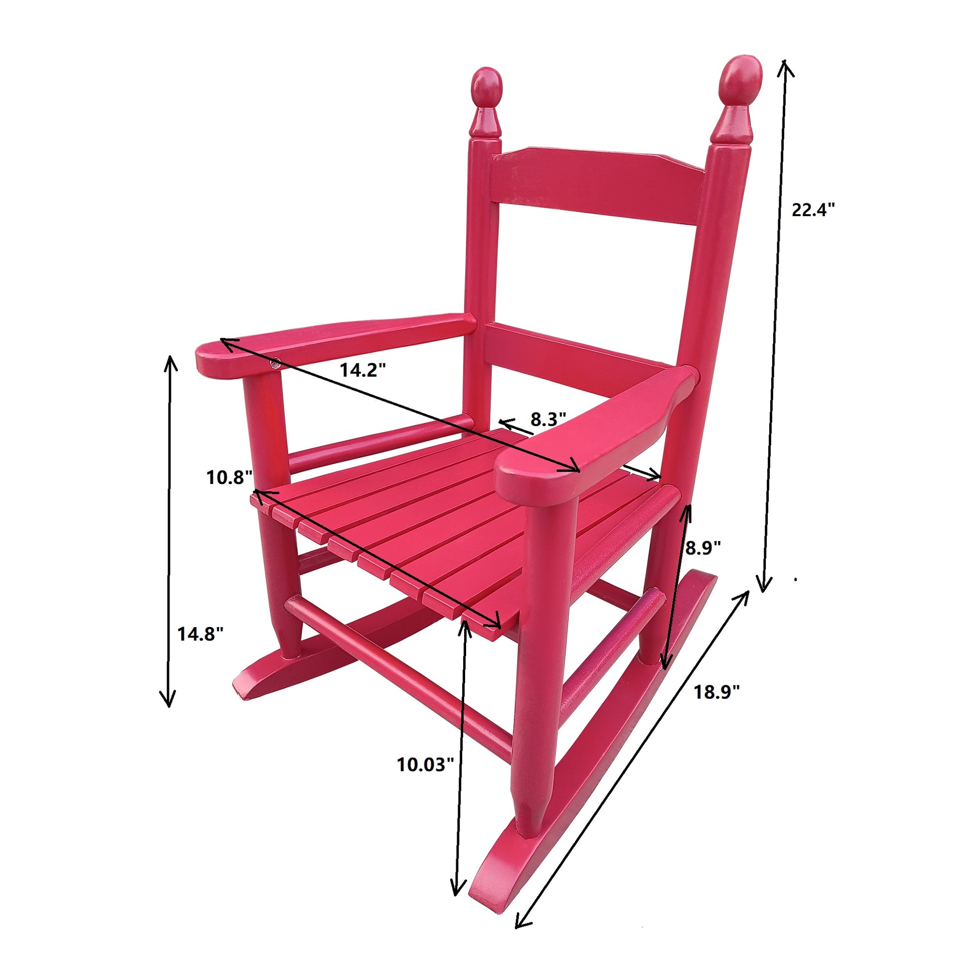 Children'S Rocking Rose Red Chair Indoor Or Outdoor Suitable For Kids Durable Rose Red Solid Wood