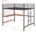 Full Metal Loft Bed With Desk And Metal Grid, Black Black Metal