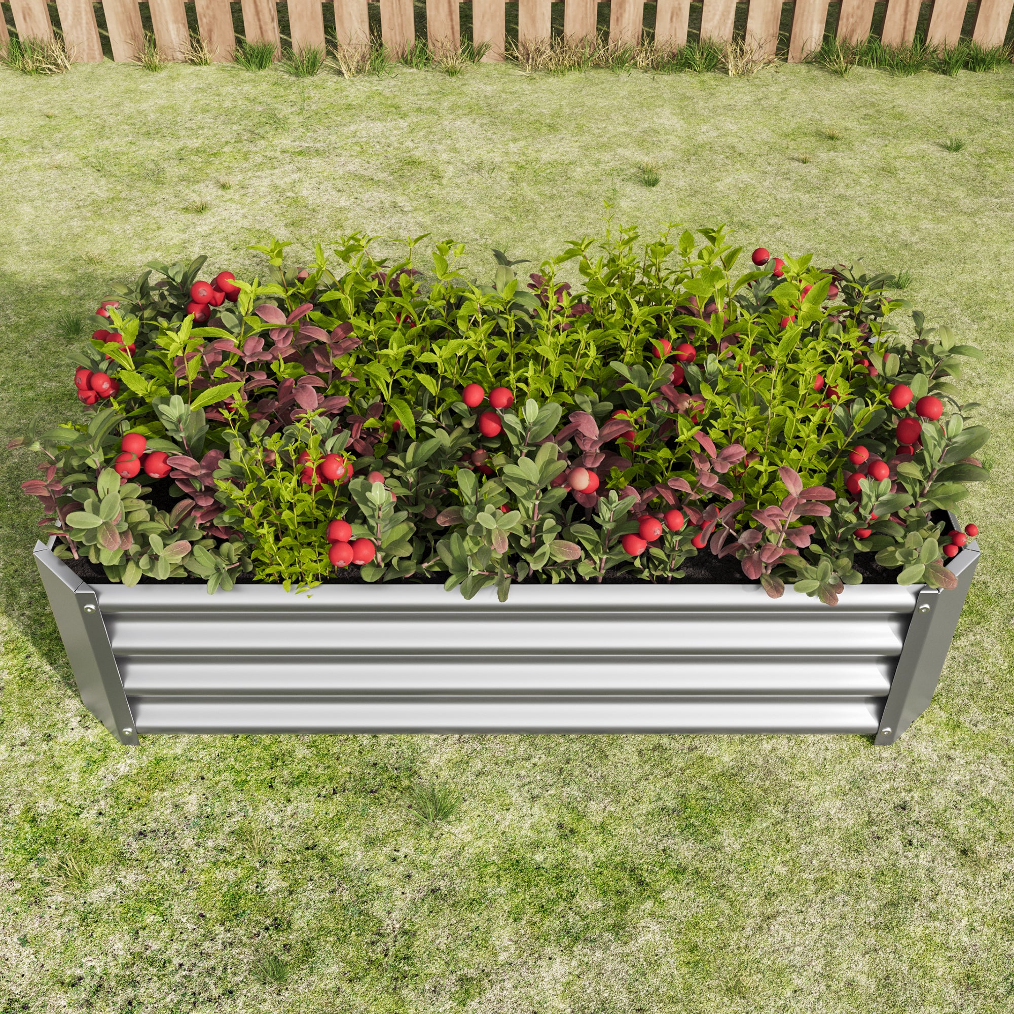 Metal Raised Garden Bed, Rectangle Raised Planter 4 2 1Ft For Flowers Plants, Vegetables Herb Silver Silver Bedroom Metal