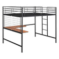 Full Metal Loft Bed With Desk And Metal Grid, Black Black Metal