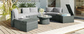 10 Piece Outdoor Sectional Half Round Patio Rattan Sofa Set, Pe Wicker Conversation Furniture Set Combination, Light Gray Yes Complete Patio Set Light Gray Water Resistant Frame Water Resistant