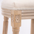 French Country Wooden Barstools With Upholstered Seatingbeige And Natural Set Of 2 Beige Fabric Solid Wood Mdf
