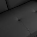 Sofa Bed With Armrest Two Holders Wood Frame, Stainless Leg, Futon Black Pvc Black Leather