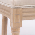 French Style Solid Wood Frame Linen Fabric Square Rattan Back Dining Chair,Set Of 2,Cream Cream Fabric Solid Wood