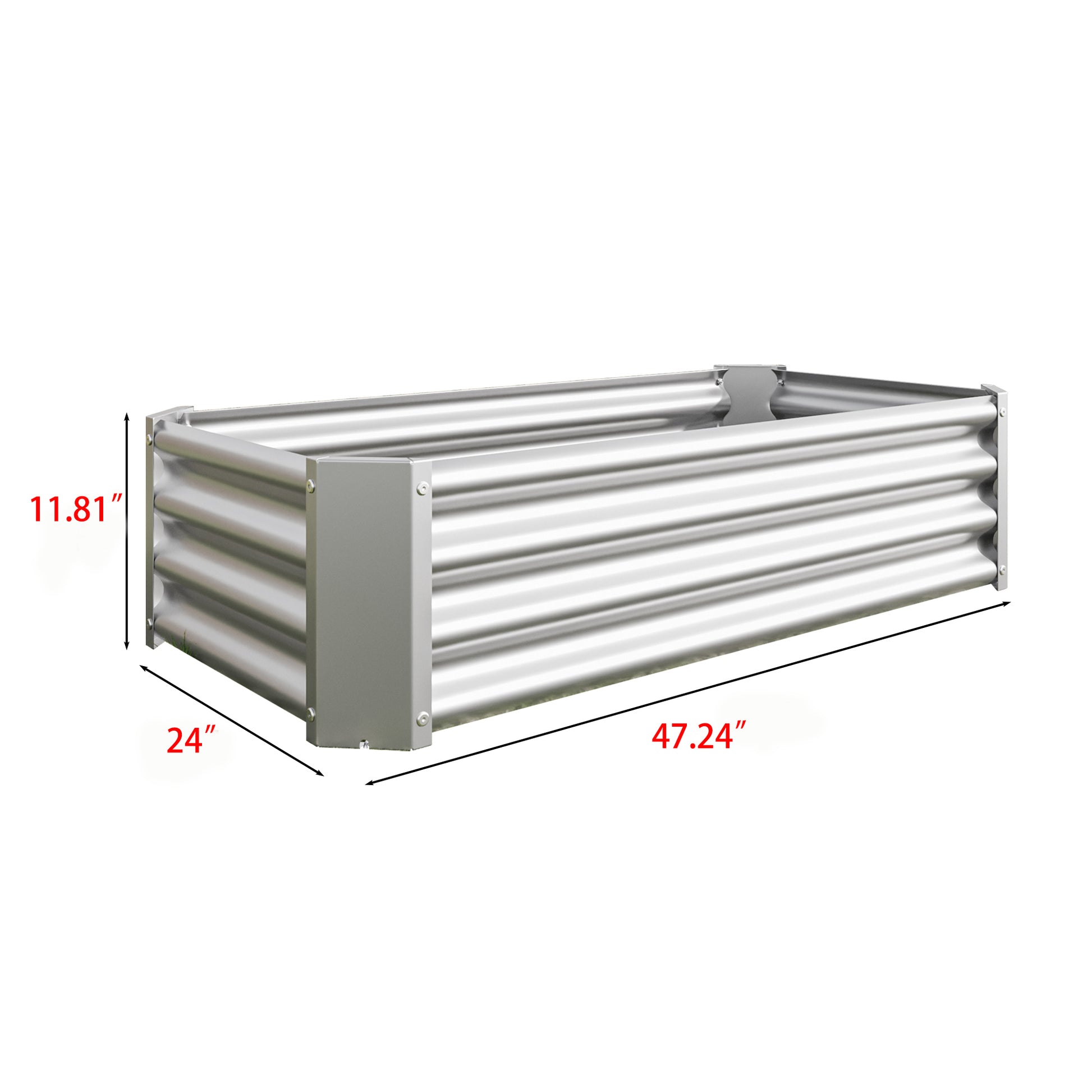 Metal Raised Garden Bed, Rectangle Raised Planter 4 2 1Ft For Flowers Plants, Vegetables Herb Silver Silver Bedroom Metal