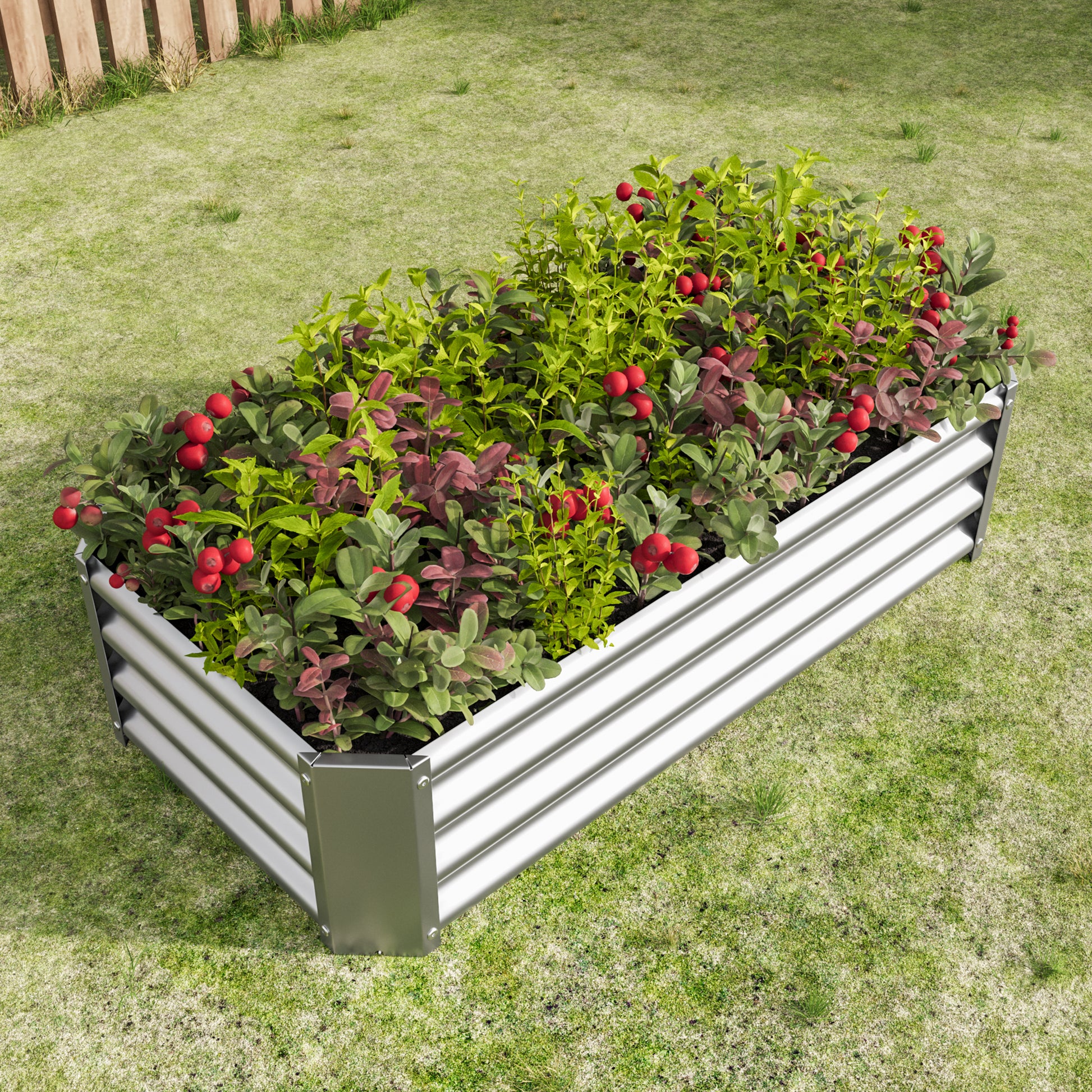 Metal Raised Garden Bed, Rectangle Raised Planter 4 2 1Ft For Flowers Plants, Vegetables Herb Silver Silver Bedroom Metal