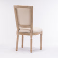 French Style Solid Wood Frame Linen Fabric Square Back Dining Chair,Set Of 2,Cream Cream Fabric Solid Wood Mdf Resin