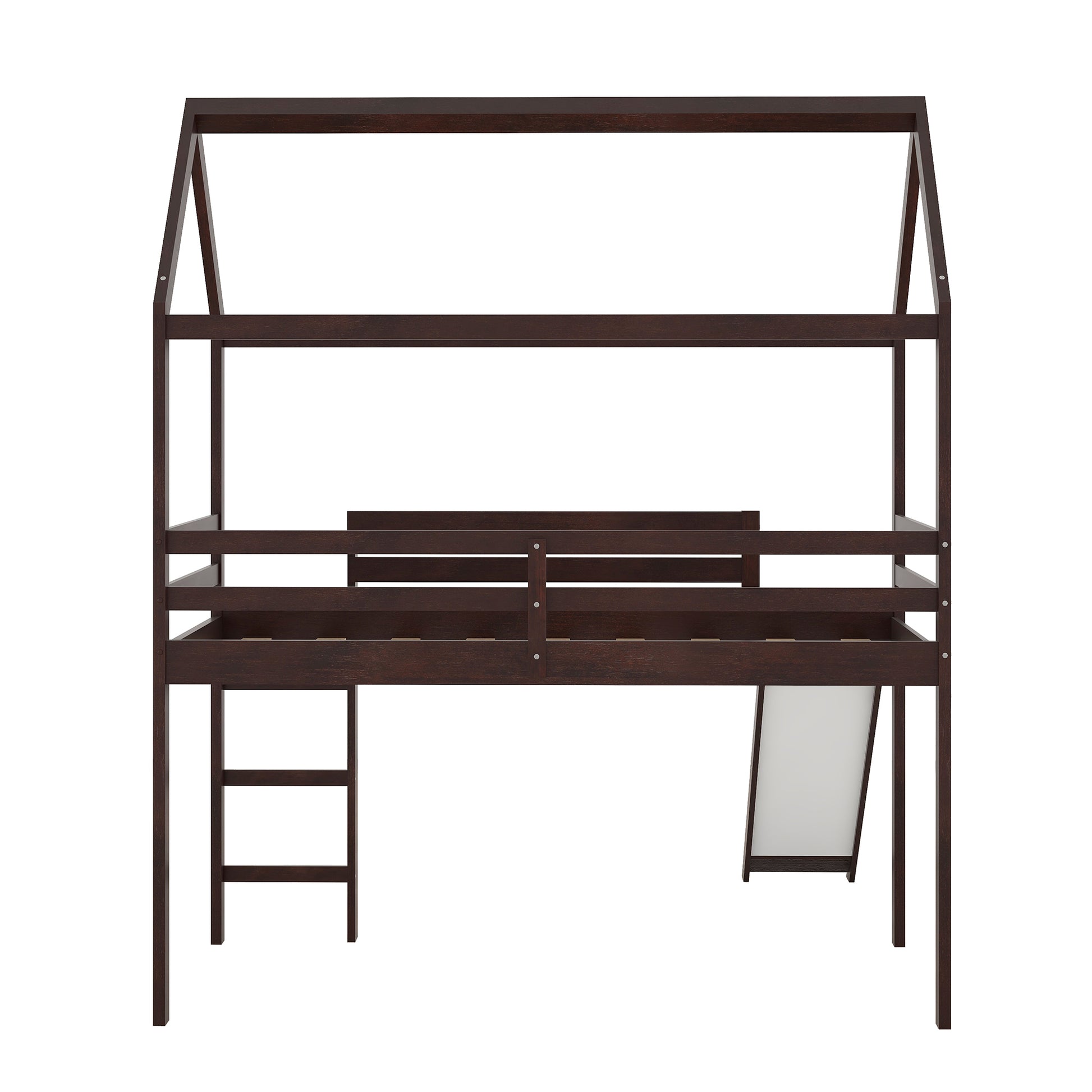 Twin Loft Bed With Slide, House Bed With Slide,Gray Old Sku :Wf286245Aap Twin Espresso Solid Wood