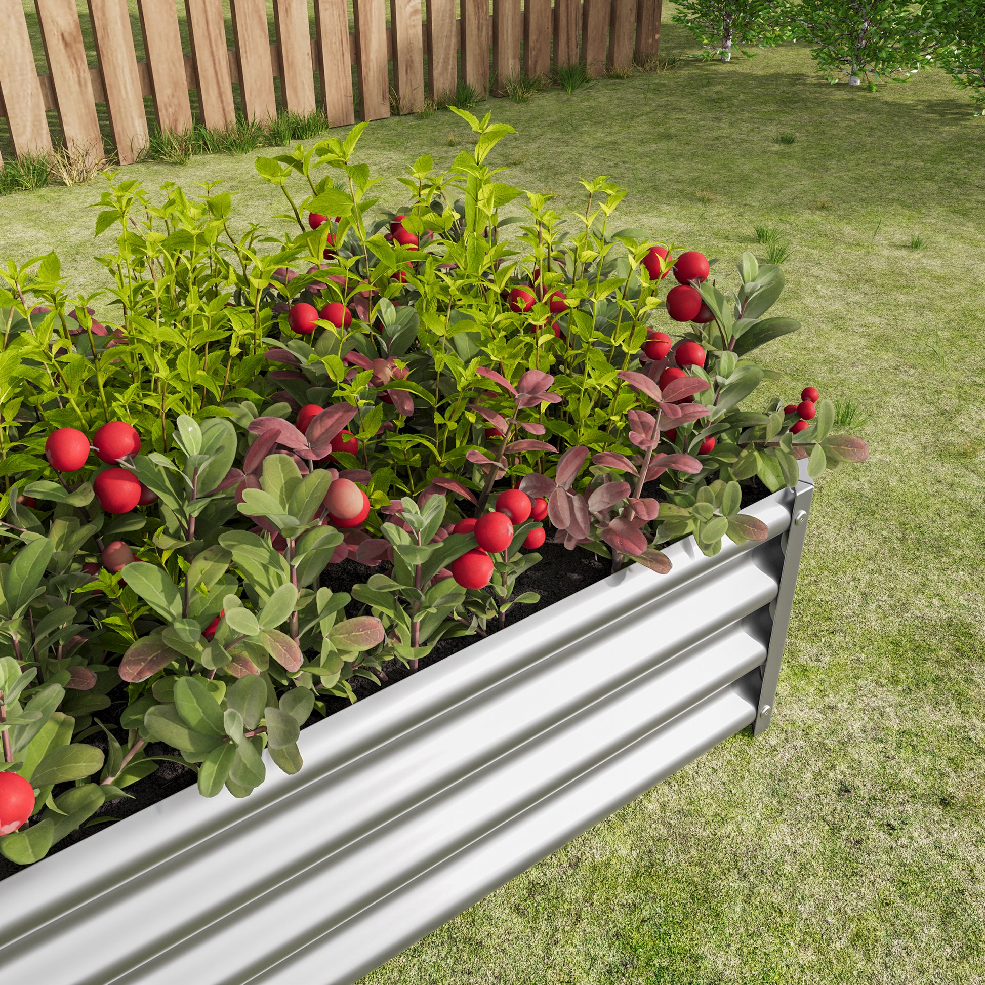 Metal Raised Garden Bed, Rectangle Raised Planter 4 2 1Ft For Flowers Plants, Vegetables Herb Silver Silver Bedroom Metal