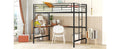 Full Metal Loft Bed With Desk And Metal Grid, Black Black Metal