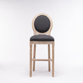 French Country Wooden Barstools With Upholstered Seatingdark Grey Set Of 2 Antique Dark Grey Fabric Solid Wood