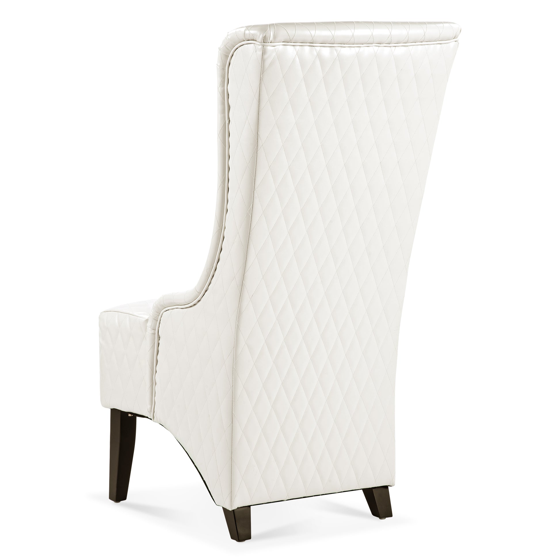 23.03" Wide Faux Leather High Back Accent Chair, Comfy High Wingback Chair, Living Room Chair With Soft Padded & Wooden Legs, Modern Side Chair For Living Room, Bedroom, White White Pu