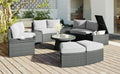 10 Piece Outdoor Sectional Half Round Patio Rattan Sofa Set, Pe Wicker Conversation Furniture Set Combination, Light Gray Yes Complete Patio Set Light Gray Water Resistant Frame Water Resistant