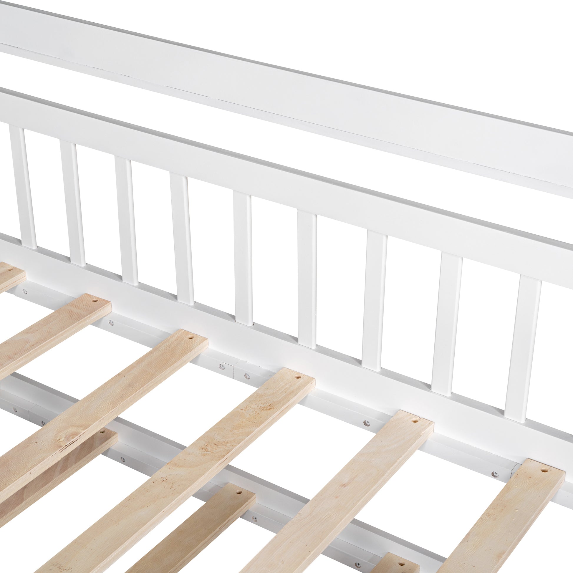 Wooden Twin Size House Bed With Trundle,Kids Bed With Shelf, White White Solid Wood