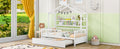 Wooden Twin Size House Bed With Trundle,Kids Bed With Shelf, White White Solid Wood