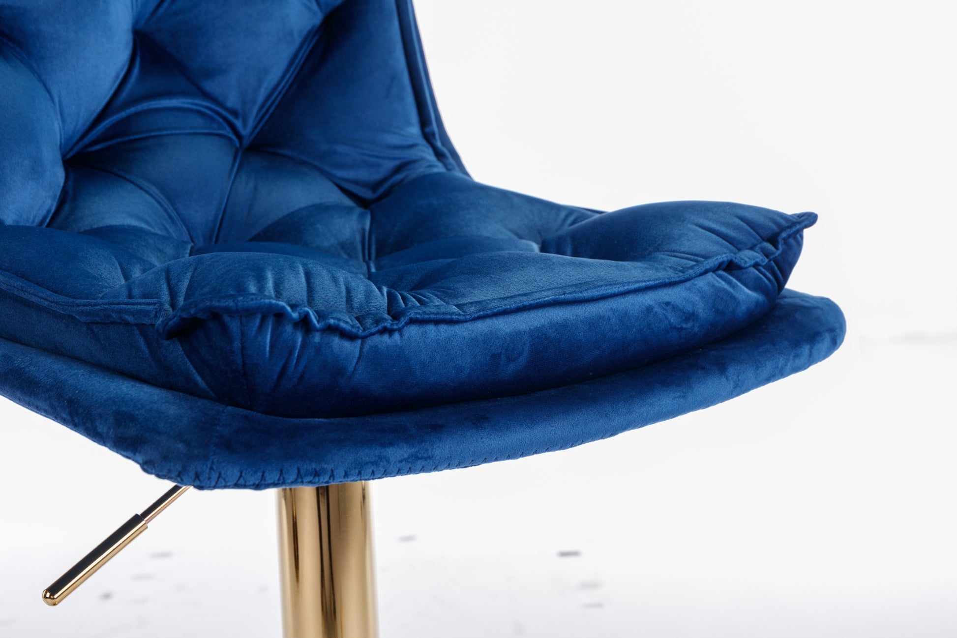 Set Of 2 Bar Stools,With Chrome Footrest And Base Swivel Height Adjustable Mechanical Lifting Velvet Golden Leg Simple Bar Stoo,Blue Blue Foam Fabric
