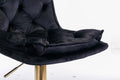 Set Of 2 Bar Stools,With Chrome Footrest And Base Swivel Height Adjustable Mechanical Lifting Velvet Golden Leg Simple Bar Stoo,Black Black Foam Fabric