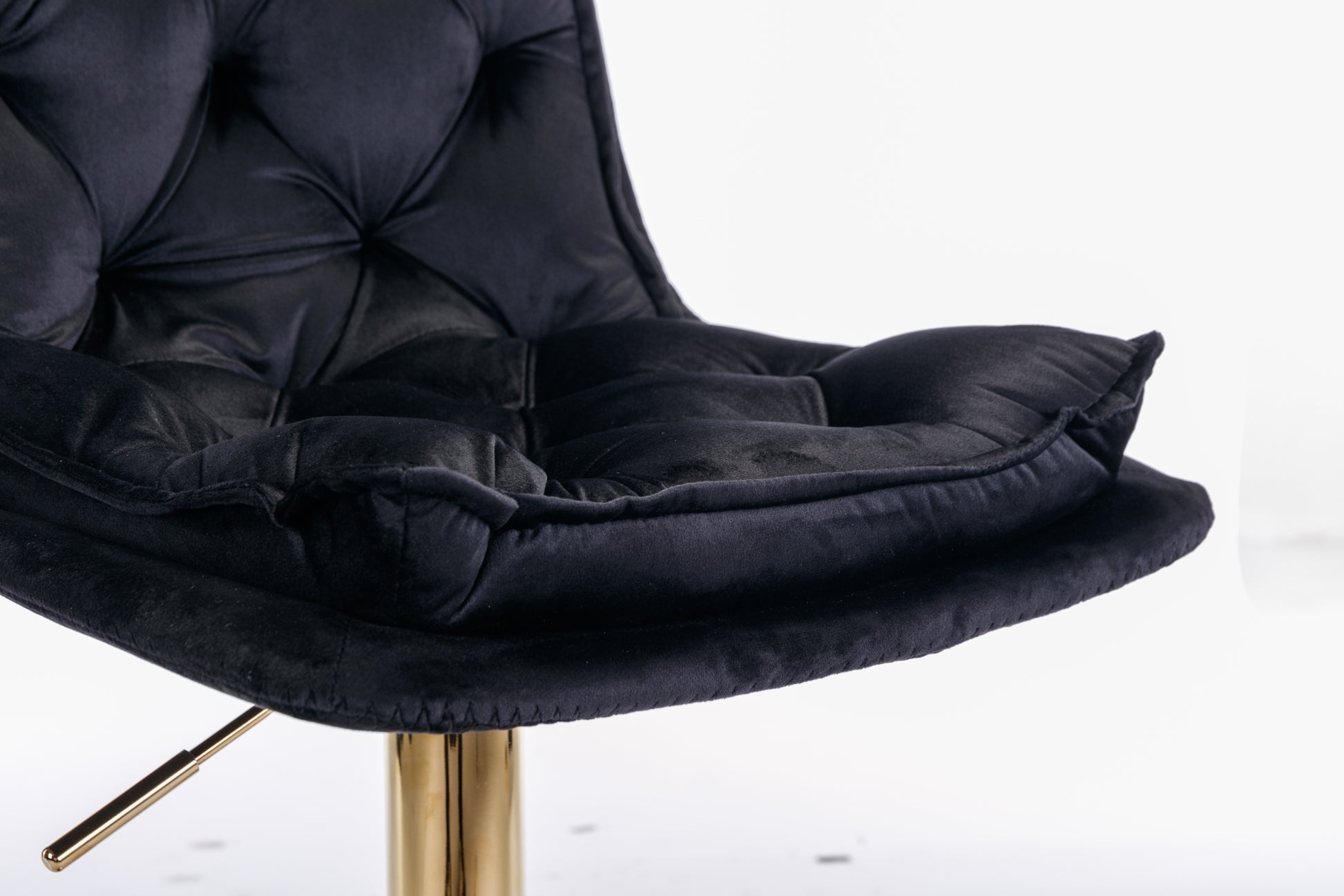 Set Of 2 Bar Stools,With Chrome Footrest And Base Swivel Height Adjustable Mechanical Lifting Velvet Golden Leg Simple Bar Stoo,Black Black Foam Fabric