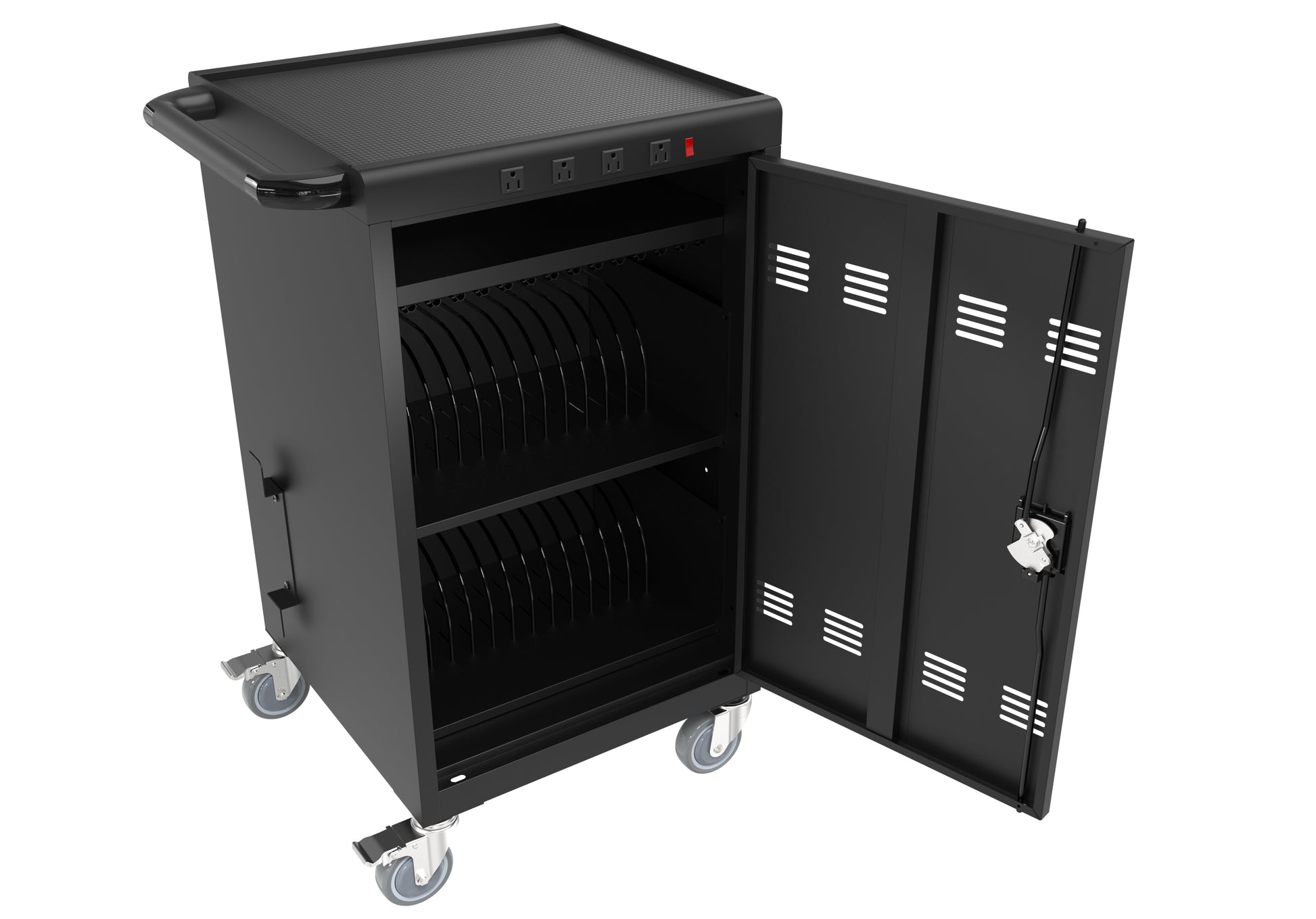 Mobile Charging Cart And Cabinet For Tablets Laptops 35 Device B30Plus Matt Black Steel Metal